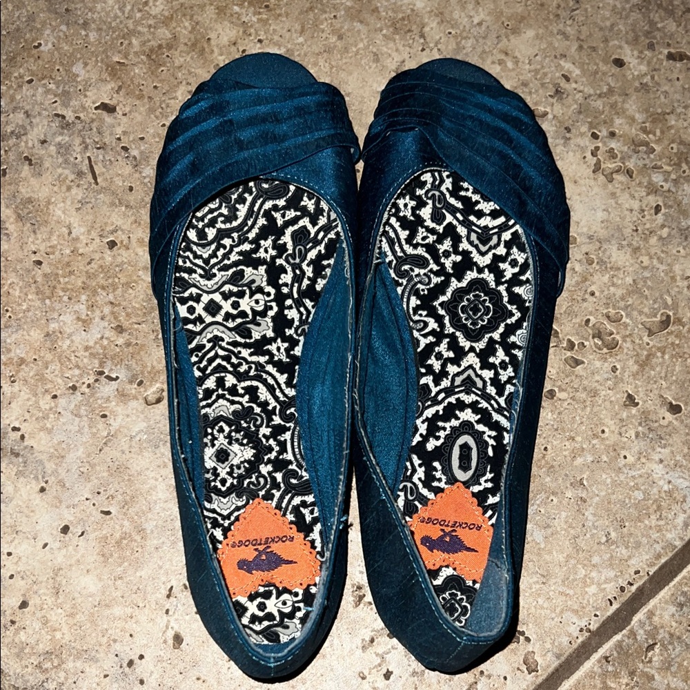 Rocket Dog Teal Blue Open Toe Flats
